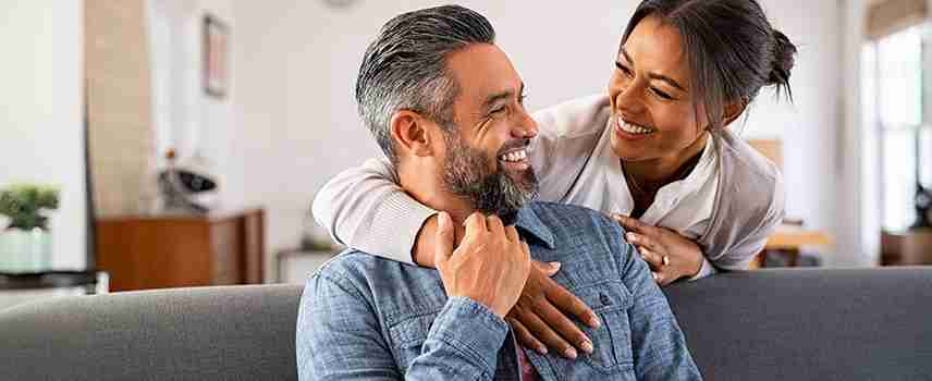 middle-aged smiling happy couple