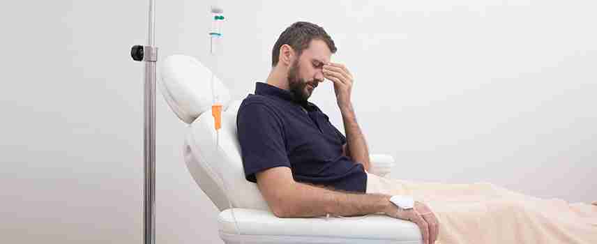 patient receiving iv therapy for hangover
