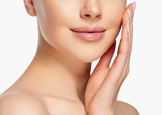 lower half of woman's face smiling